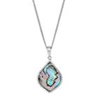 Tori Hill Sterling Silver Abalone & Marcasite Teardrop Pendant, Women's, Green