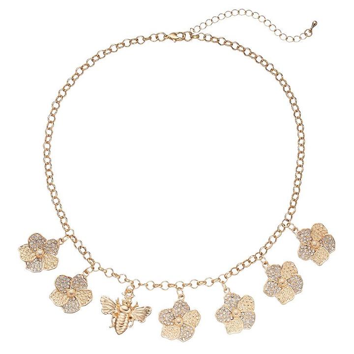 Mudd&reg; Bee & Flower Statement Necklace, Women's, Gold