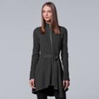 Women's Simply Vera Vera Wang Long Zip-front Jacket, Size: Xl, Dark Grey