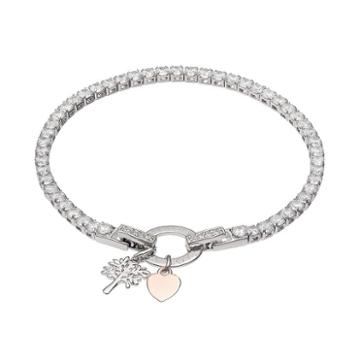 Dovetail Silver Plated My Family My Love Cubic Zirconia Tennis Bracelet, Women's, Size: 7.5, White