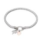 Dovetail Silver Plated My Family My Love Cubic Zirconia Tennis Bracelet, Women's, Size: 7.5, White