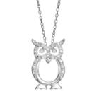 1/10 Carat T.w. Diamond Sterling Silver Owl Pendant Necklace, Women's, Size: 18, White