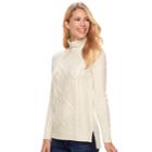 Women's Sonoma Goods For Life&trade; Cable Knit Turtleneck Sweater, Size: Small, Lt Beige