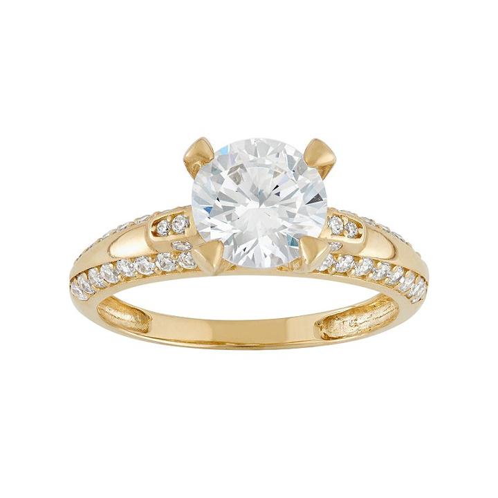 Cubic Zirconia Engagement Ring In 10k Gold, Women's, Size: 5, White