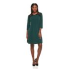 Women's Nina Leonard Lace-yoke Crepe Swing Dress, Size: Small, Dark Green