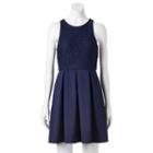 Juniors' Speechless Lace Scuba Skater Dress, Girl's, Size: Large, Blue (navy)