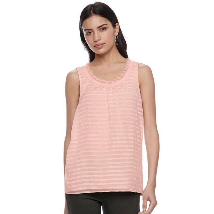 Women's Elle&trade; Print Mixed-media Tank, Size: Medium, Lt Orange
