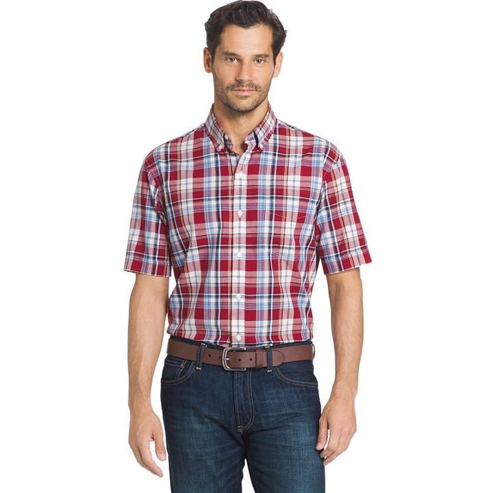 Men's Arrow Marina Beach Classic-fit Plaid Button-down Shirt, Size: Medium, Red Other