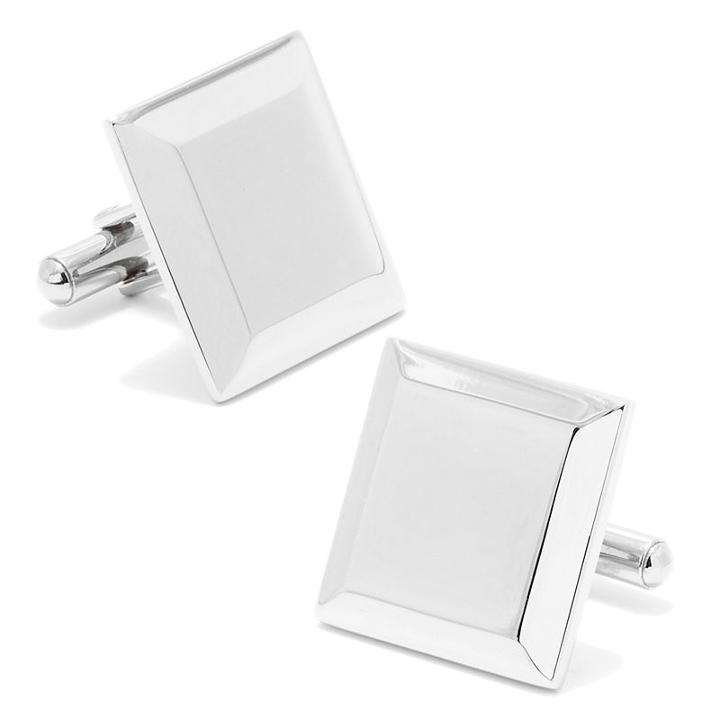 Square Beveled-edge Cuff Links, Men's, Grey
