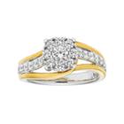 Boston Bay Diamonds Two Tone 14k Gold 7/8 Carat T.w. Diamond Cluster Engagement Ring, Women's, Size: 9, White