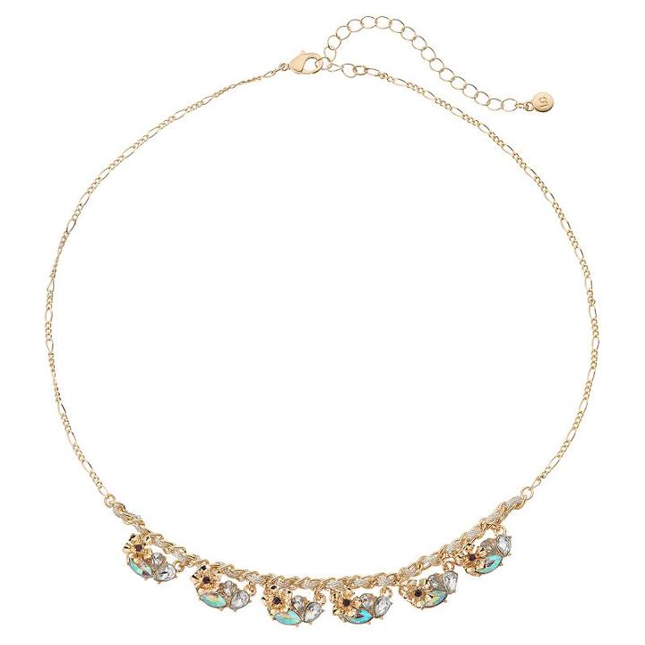 Lc Lauren Conrad Flower Stone Cluster Necklace, Women's, Beige Oth