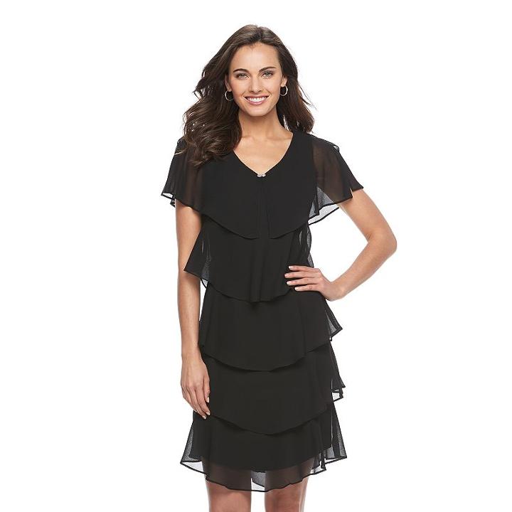 Women's Expo Tiered Shift Dress, Size: 18, Black