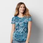 Women's Sonoma Goods For Life&trade; Essential Print Tee, Size: Xxl, Dark Blue