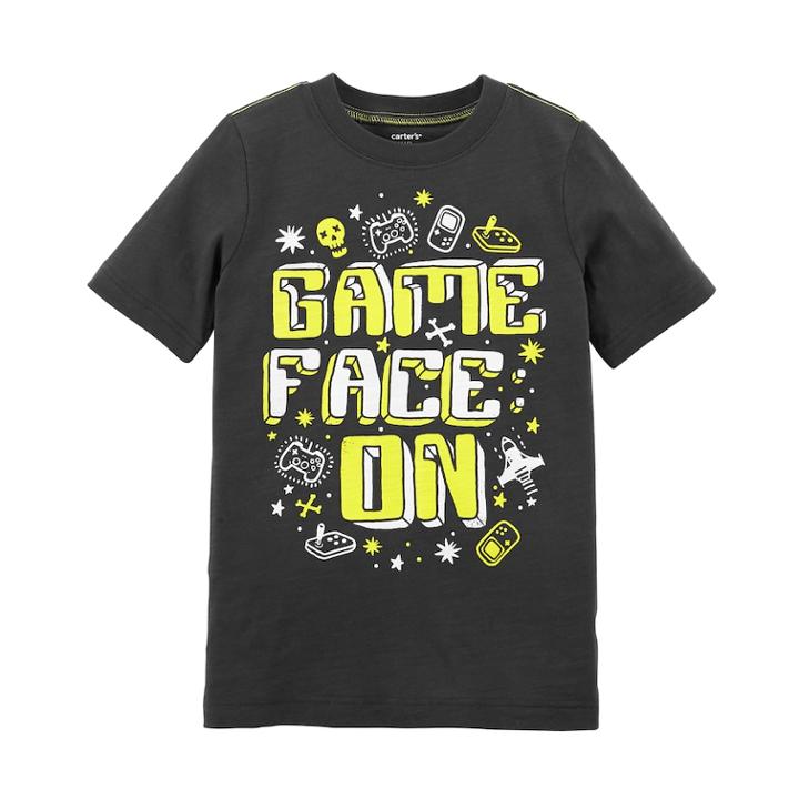 Boys 4-12 Carter's Game Face On Graphic Tee, Size: 6, Black