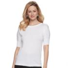 Women's Apt. 9&reg; Ribbed Dolman Crewneck Sweater, Size: Medium, White