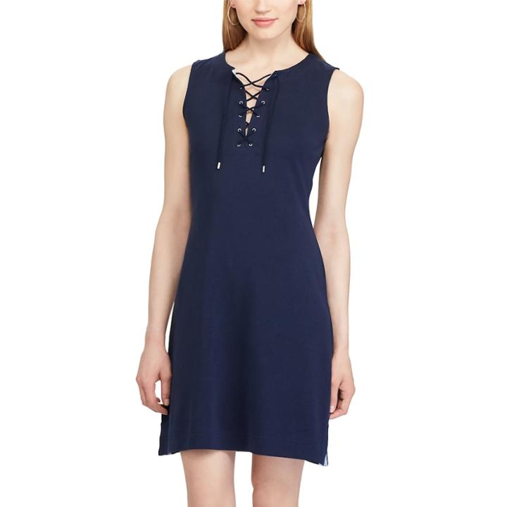 Women's Chaps Lace-up Tank Dress, Size: Xl, Blue (navy)