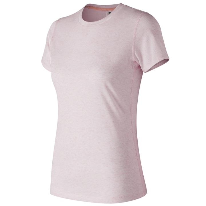Women's New Balance Heather Tech Short Sleeve Tee, Size: Large, Pink