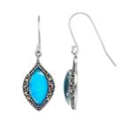 Tori Hill Sterling Silver Marcasite & Simulated Blue Opal Marquise Drop Earrings, Women's