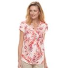 Women's Croft & Barrow&reg; Print Henley Top, Size: Small, Brt Pink