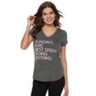 Women's Apt. 9&reg; Graphic V-neck Tee, Size: Medium, Grey (charcoal)