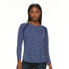Women's Alex & Parker Space-dye Lace-trim Tee, Size: Large, Dark Blue