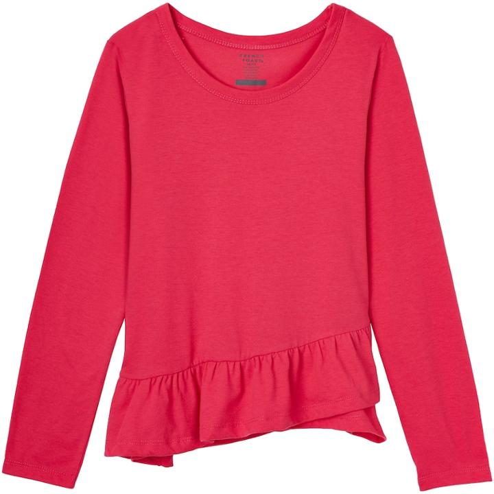 Girls 7-16 French Toast Ruffled Long Sleeve Tee, Size: 7-8, Brt Purple