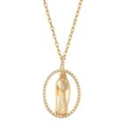 18k Gold Plated Crystal Virgin Mary Oval Halo Pendant Necklace, Women's, Size: 18, White