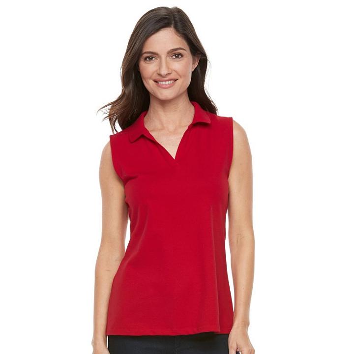 Women's Croft & Barrow&reg; Pique Sleeveless Polo, Size: Large, Med Red