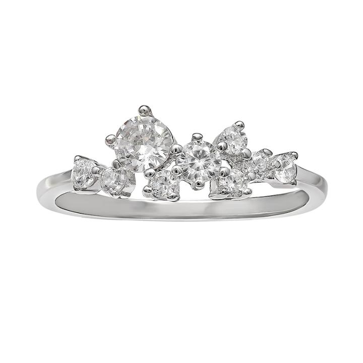 Primrose Sterling Silver Cubic Zirconia Cluster Ring, Women's, Size: 7, White