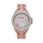 Journee Collection Women's Crystal Flower Watch, Size: Medium, Pink