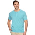 Big & Tall Sonoma Goods For Life&trade; Supersoft Modern-fit Henley, Men's, Size: M Tall, Turquoise/blue (turq/aqua)