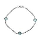 Sterling Silver Blue Topaz Bead Bracelet, Women's
