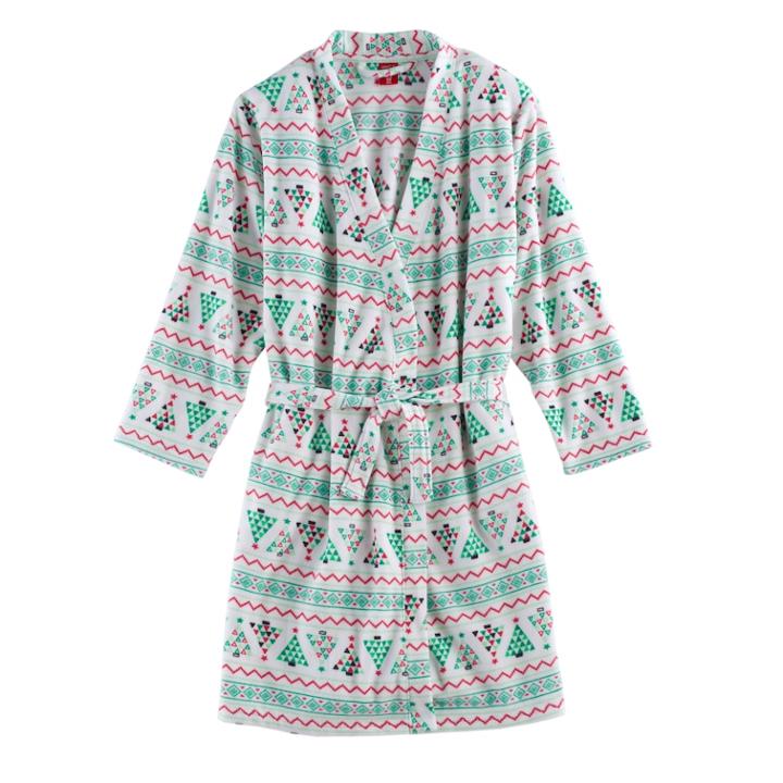 Kids 4-20 Jammies For Your Families Christmas Tree Fairisle Microfleece Robe, Kids Unisex, Size: 4, White