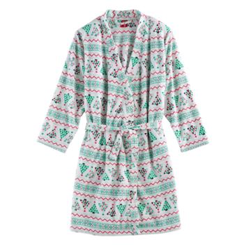 Kids 4-20 Jammies For Your Families Christmas Tree Fairisle Microfleece Robe, Kids Unisex, Size: 4, White