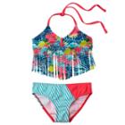 Girls 4-16 Big Chill Fringe Tankini & Scoop Bottoms Swimsuit Set, Girl's, Size: 6x, Med Green