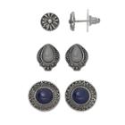 Antiqued Nickel Free Stud Earring Set, Women's, Grey