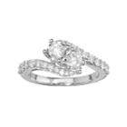 10k White Gold 1 Carat T.w. Diamond 2-stone Bypass Engagement Ring, Women's, Size: 7