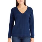 Women's Chaps Chevron V-neck Sweater, Size: Xl, Blue