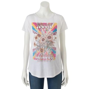 Juniors' The Print Shop Neon Rainbow Graphic Tee, Girl's, Size: Medium, Natural