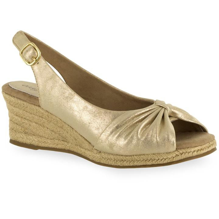 Easy Street Monica Women's Slingback Peep-toe Espadrilles, Size: 9 Wide, Gold