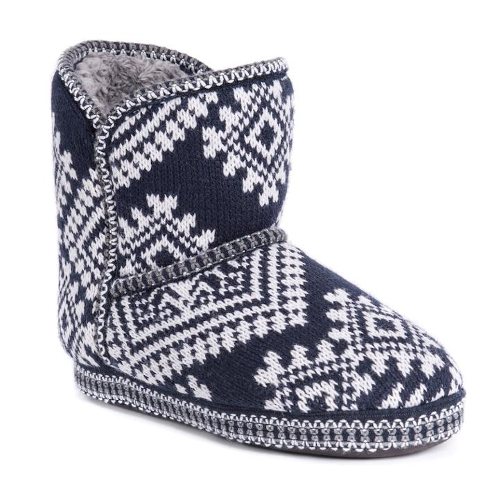 Women's Muk Luks Lena Bootie Slippers, Size: Medium, Dark Blue