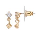 Lc Lauren Conrad Cubic Zirconia Nickel Free Pyramid Drop Earrings, Women's, Gold