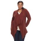 Plus Size Sonoma Goods For Life&trade; Fringe Chevron Cardigan Sweater, Women's, Size: 3xl, Red/coppr (rust/coppr)