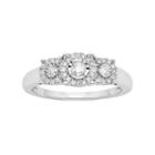 1/4 Carat T.w. Diamond Sterling Silver 3-stone Ring, Women's, Size: 7, White