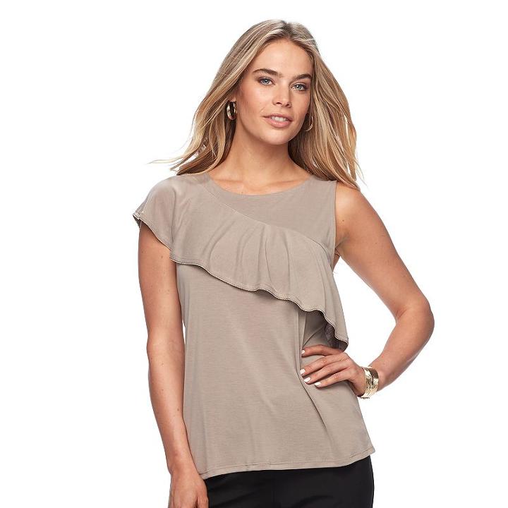 Women's Apt. 9&reg; Asymmetrical Ruffle Tank, Size: Small, Brown Oth