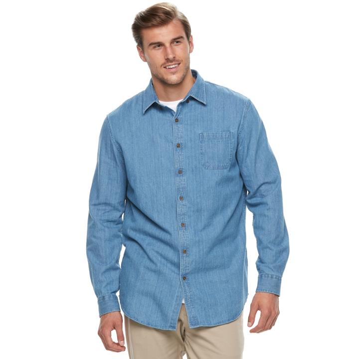 Big & Tall Croft & Barrow&reg; Regular-fit Twill Button-down Shirt, Men's, Size: 2xb, Light Blue