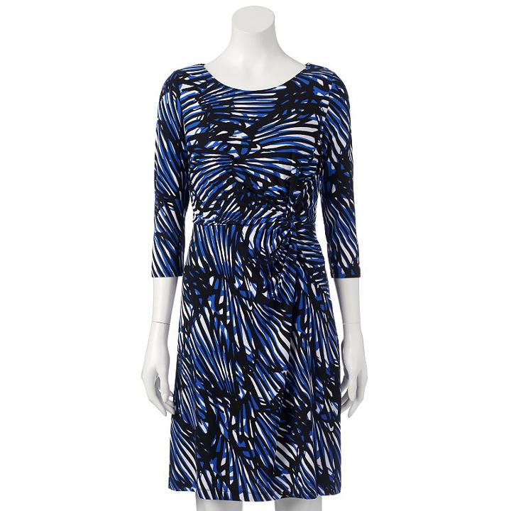 Women's Dana Buchman Printed Knot-front Dress, Size: Xs, Med Blue