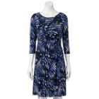 Women's Dana Buchman Printed Knot-front Dress, Size: Xs, Med Blue