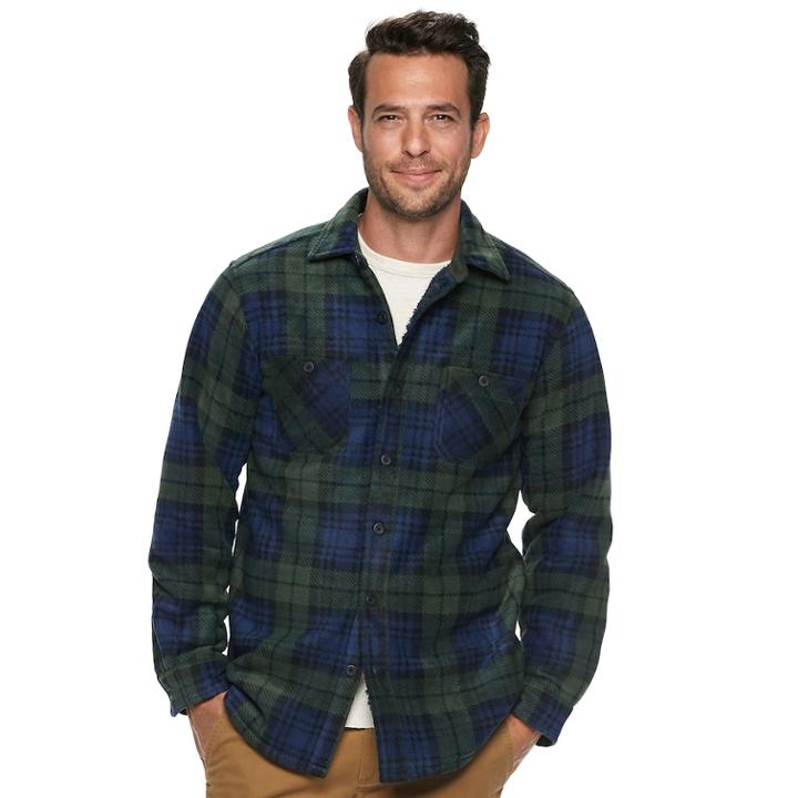 Men's Anchorage Expedition Classic-fit Plaid Fleece Shirt Jacket, Size: Xl, Dark Blue