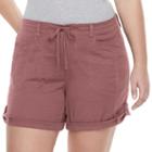 Juniors' Plus Size Unionbay Gwyneth Roll Tab Midi Shorts, Girl's, Size: 16 W, Pink